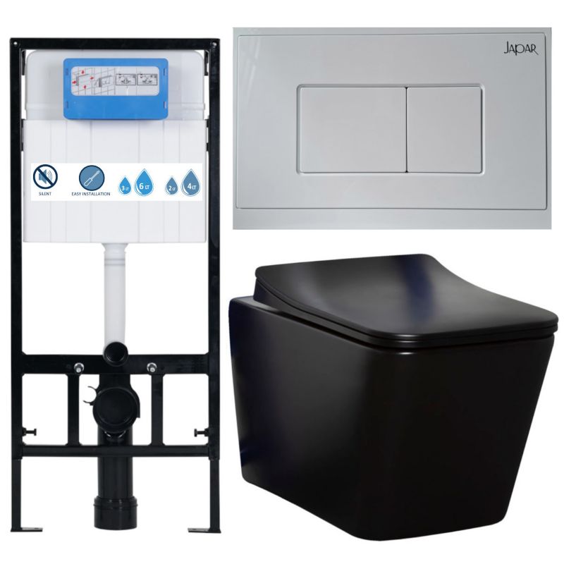 Zestaw WC Domotechnika miska bezkołnierzowa z deską Soft Close i stelażem, przycisk 1szt