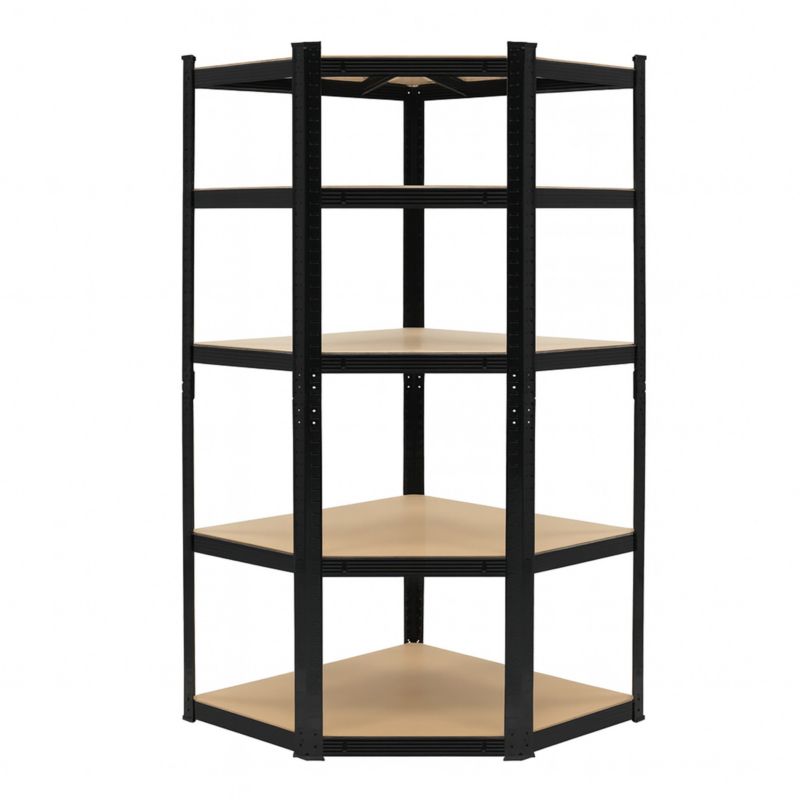 Regał magazynowy Bauerkraft narożny metalowy czarny 2w1 5 półek 180x90x90x40 cm 1 szt.