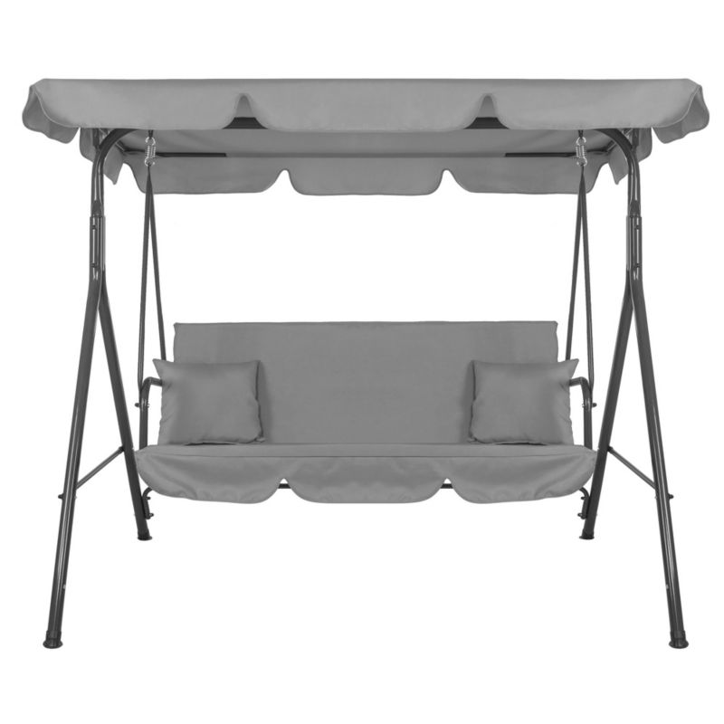 Huśtawka ogrodowa 3-osobowa z daszkiem LUNA Springos szara z poduszkami 1 szt.