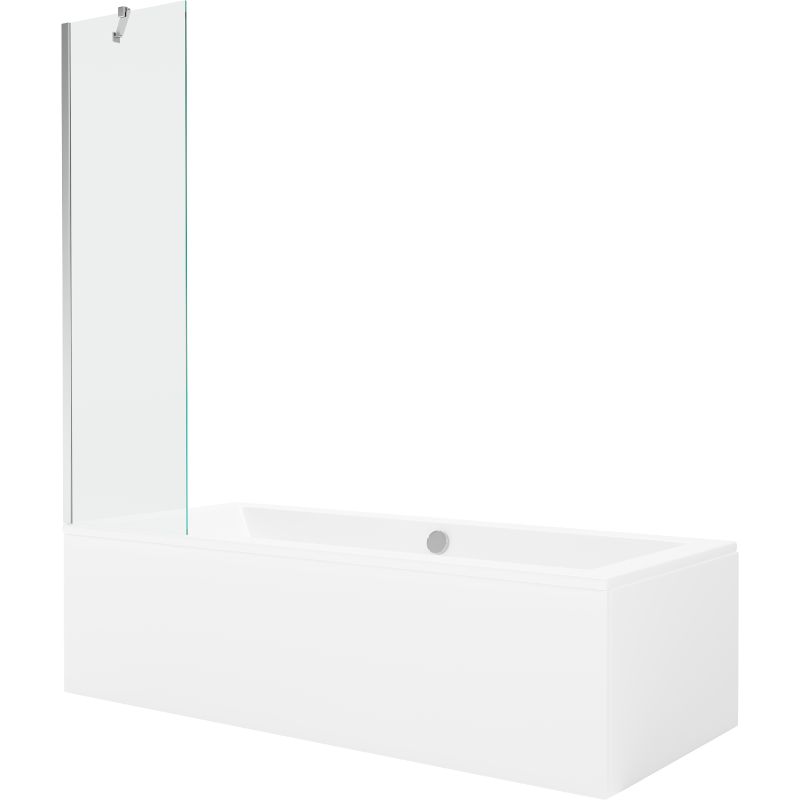 Wanna prostokątna Mexen Cube 180 x 80 cm z obudową i parawanem 1-skrzydłowym 50 cm transparent chrom 1 kpl.