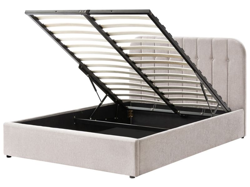 Łóżko z pojemnikiem Challans 140 x 200 cm Beżowoszary 1 szt.