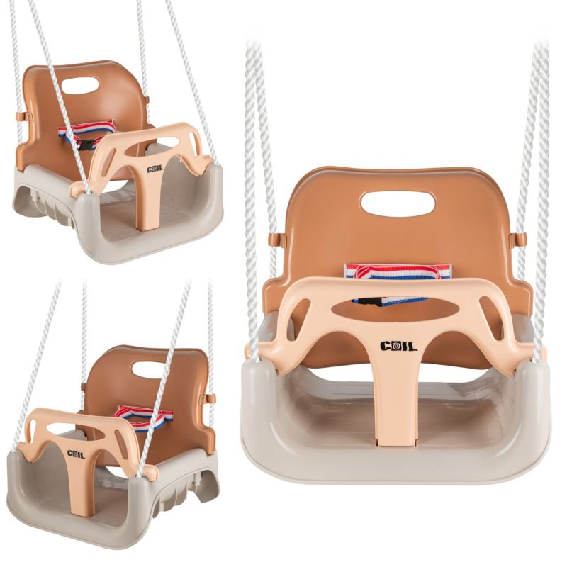 Huśtawka dla dzieci ogrodowa Coil fotel wiszący mocna kubełkowa 3w1 pasy brzoskwiniowa 1 szt.