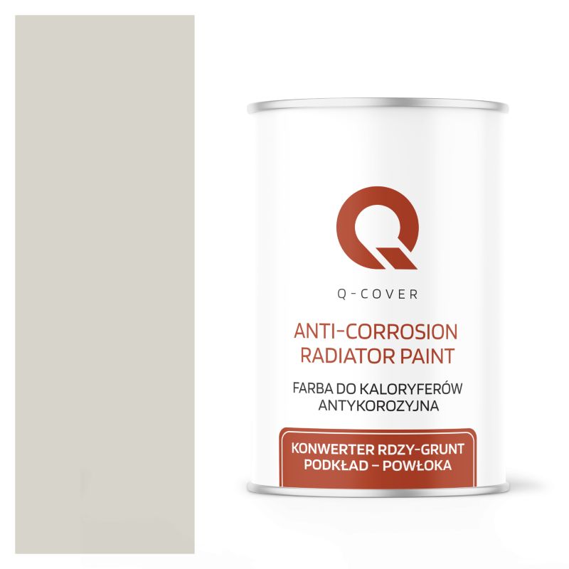 Farba do Kaloryferów Antykorozyjna Q-Cover Biało-szary RAL9002 Wysoki Połysk 1L