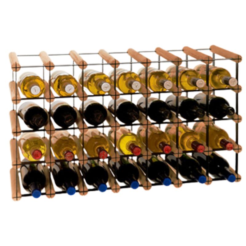 Stojak na wino MODO24 na butelki PET szafka trwały eko na 28 butelek czarny metal drewno brązowe 1 szt.