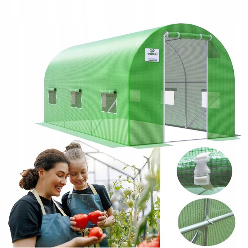 Tunel Foliowy Cultivo Ogrodowy Szklarnia 2x3 6m2 3x2 Zielony Warzywa Stelaż 1 szt