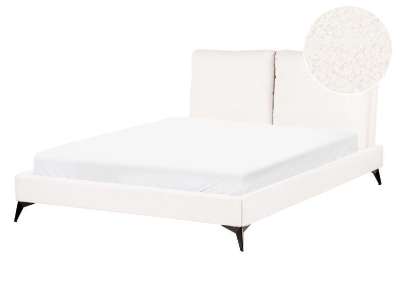 Łóżko Boucle Melle 140 x 200 cm Złamana biel 1 szt.