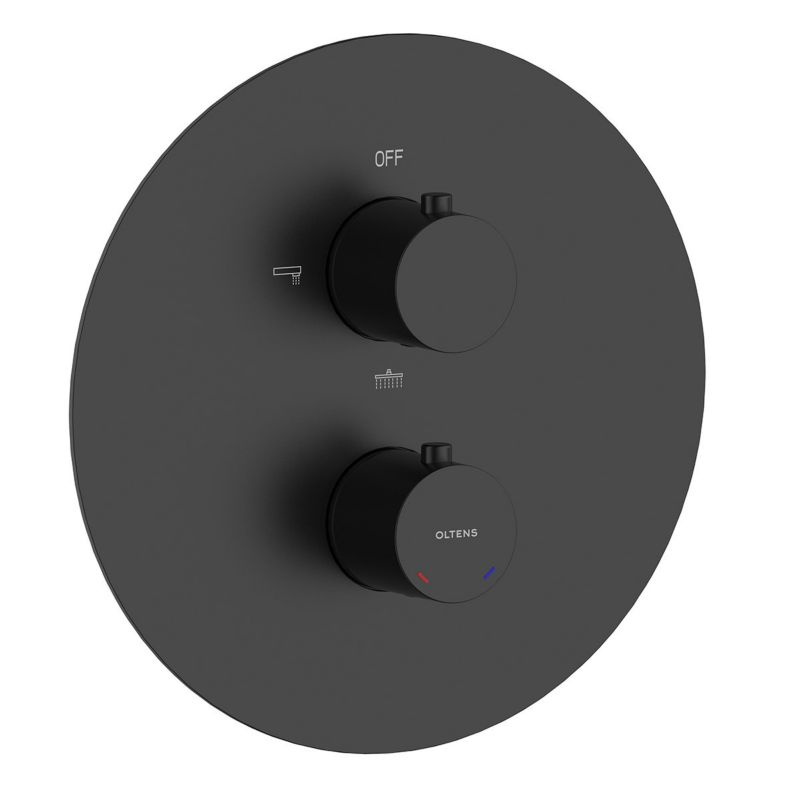 Bateria wannowo-prysznicowa Oltens Katla czarny mat z termostatem, dwuuchwytowa, podtynkowa 1 szt.