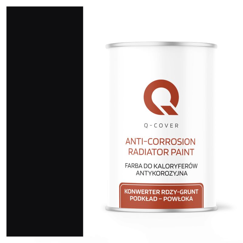 Farba do Kaloryferów Antykorozyjna Q-Cover Czarny RAL9005 Półmat 1L