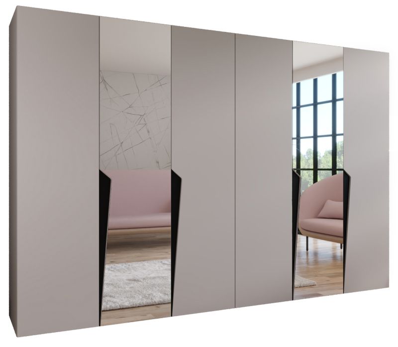 Szafa uchylna z lustrem otwierana Abiks PIANO 2 300 (2x150) wys 202 cm Kaszmir + Czarny 1 szt