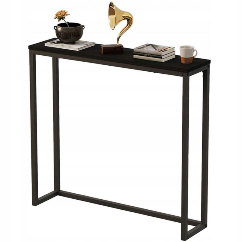 Stolik Rebiko boczny czarny konsola do przedpokoju pojemna wysoka stół półka 80cm 1 szt