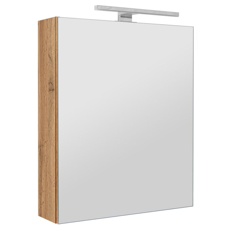 Szafka łazienkowa z lustrem MyFurni, 50 cm, dąb wotan, oświetlenie LED, wisząca, lustrzana, 1 kpl.