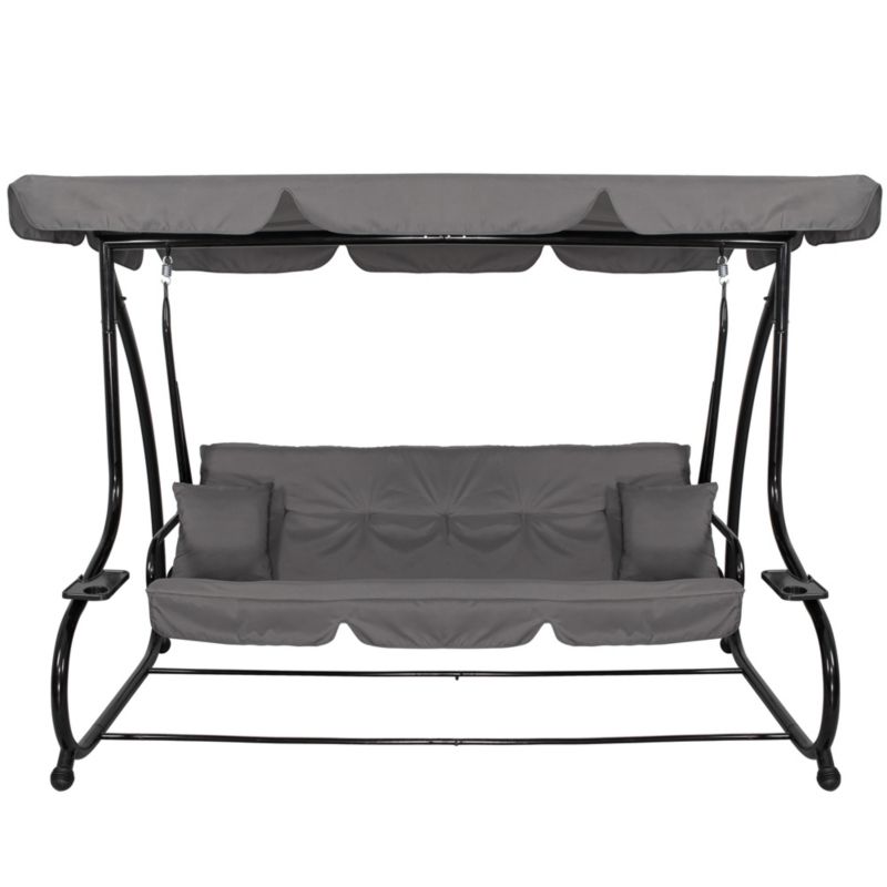 Huśtawka ogrodowa Springos linda 4 osobowa z regulowanym daszkiem szara 1 szt.