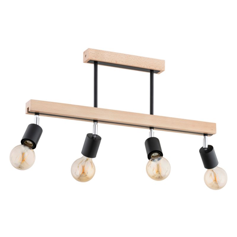 Lampa sufitowa wisząca Alfa Pilo 2264 jasne drewno-czarna do kuchni 4xE27 x 15W 1 szt.
