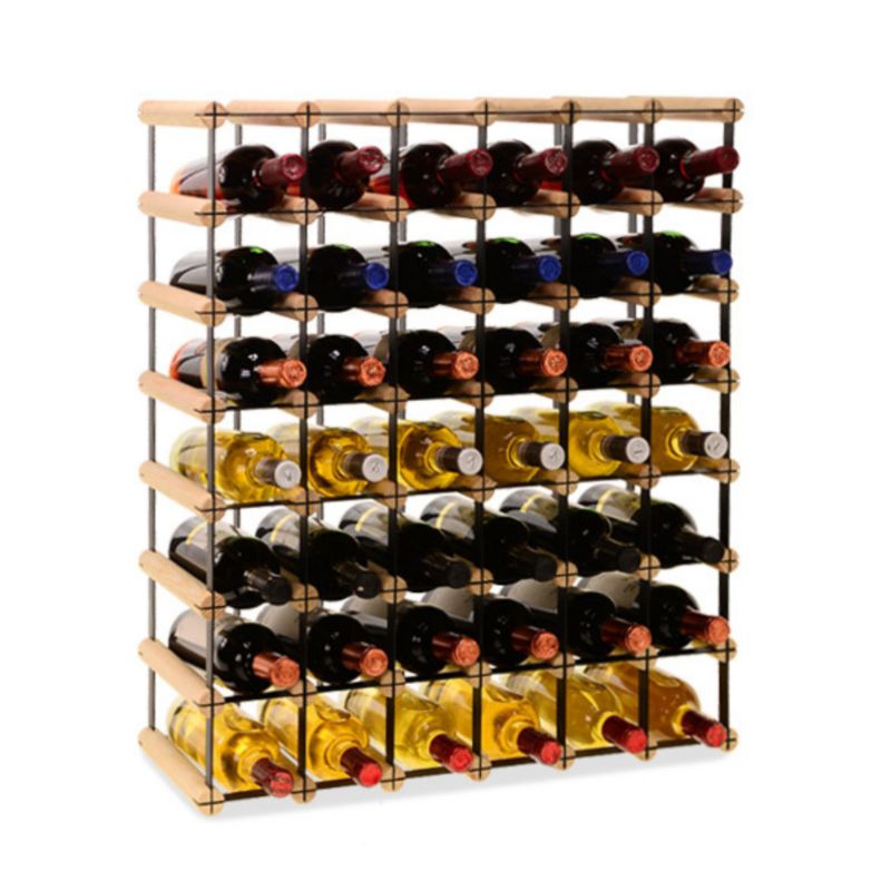 Stojak na wino MODO24 na butelki PET szafka duży eko na 42 butelki czarny metal drewno naturalne 1 szt.