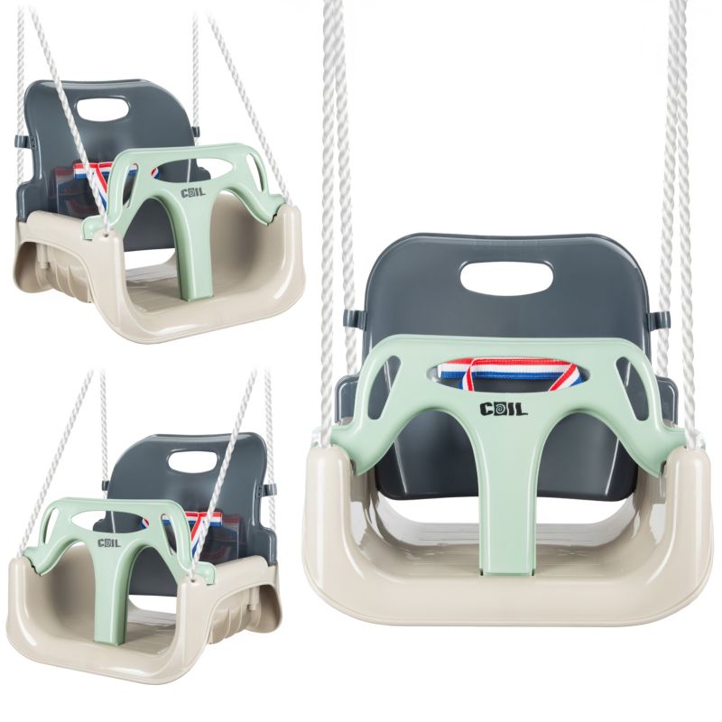 Huśtawka dla dzieci ogrodowa Coil fotel wiszący mocna kubełkowa 3w1 pasy oliwka 1szt