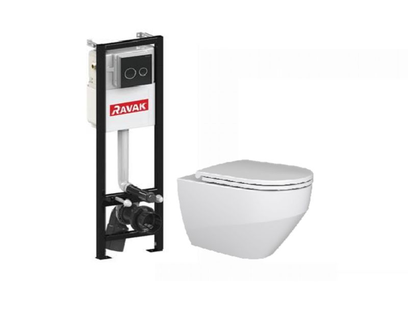 Zestaw WC miska wisząca Ravak Zante ze stelażem podtynkowym Slim przycisk czarny 1szt