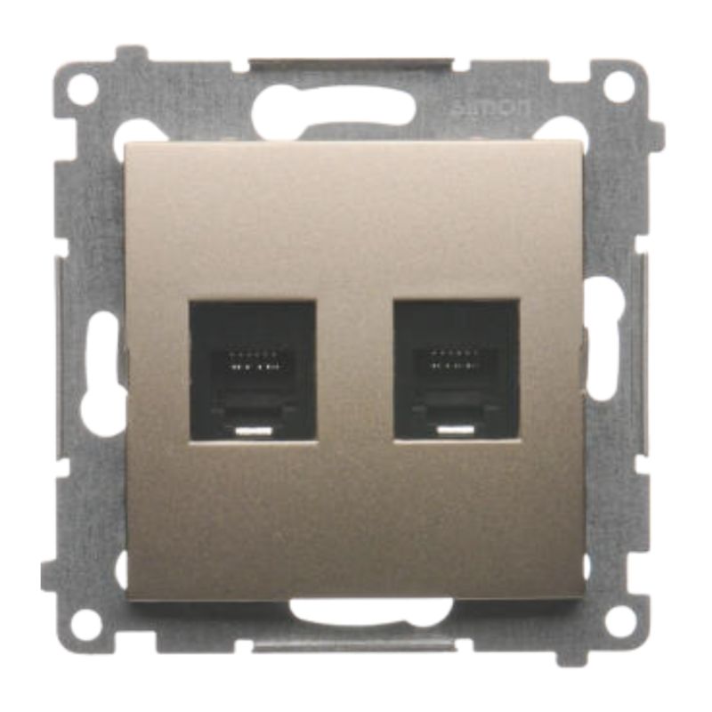 Gniazdo Telefoniczne Podwójne 2X Simon 54 RJ12 Złoty Mat Podtynkowe 1 szt.