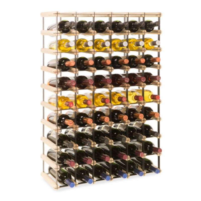 Stojak na wino MODO24 na butelki PET szafka wielki eko na 54 butelki czarny metal drewno naturalne 1 szt.