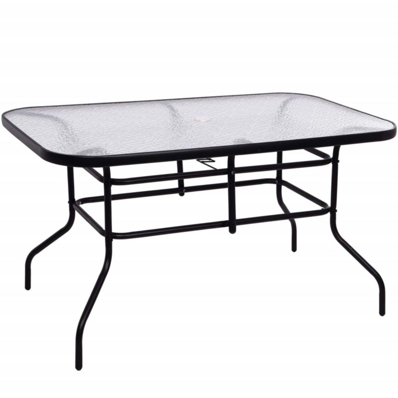 Stół na taras prostokątny Springos 120x70cm stół do ogrodu, metalowy i szkło hartowane 1 szt.