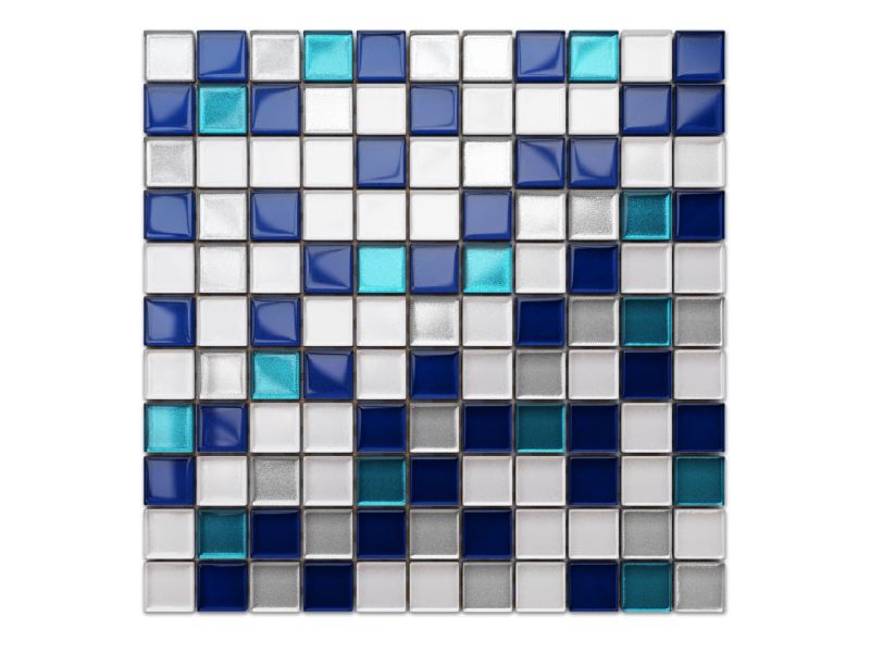 Mozaika szklana Ilcom waterfall niebieska azzuro kobalt perła silver 30x30cm 1 szt.