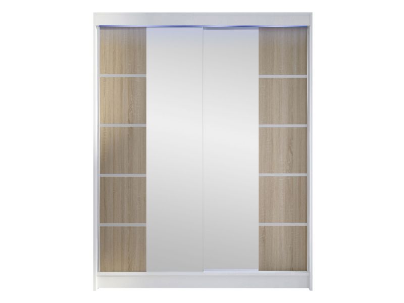 Szafa MIRJAN 24 z drzwiami przesuwnymi Camino V z oświetleniem RGB biały/dąb sonoma 1 szt.