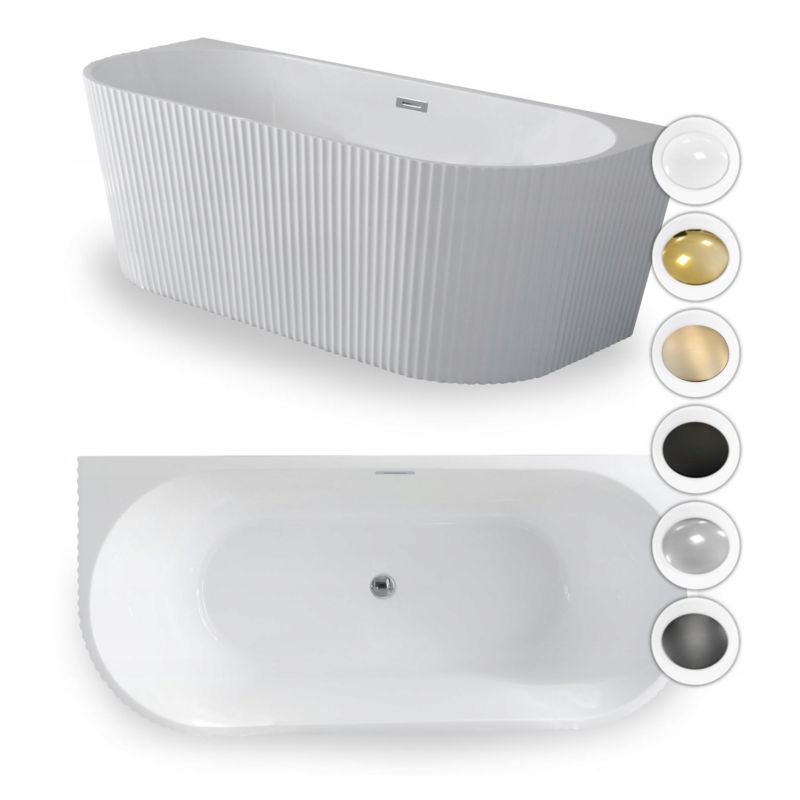 Wanna Corciano Wolnostojąca Przyścienna Pari Prążkowana 180 x 80cm Biała Różne Korki 1szt.