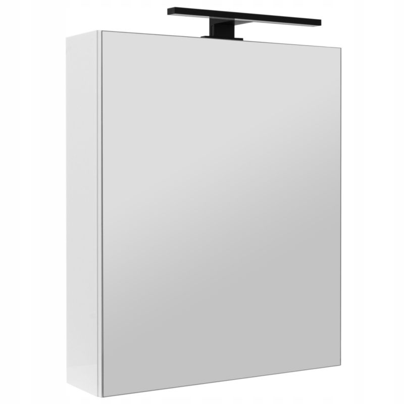 Szafka łazienkowa z lustrem MyFurni, 50 cm, biała połysk, oświetlenie LED, wisząca, lustrzana, 1 kpl.