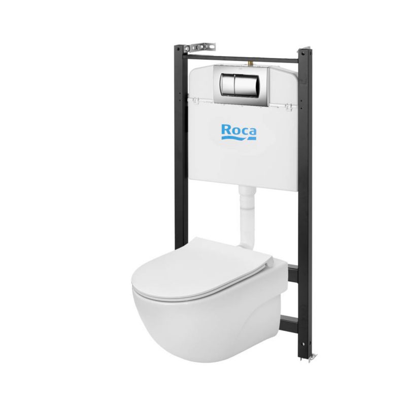 Zestaw podtynkowy WC Roca Active Teras z miską bezkołnierzową i deską wolnoopadającą