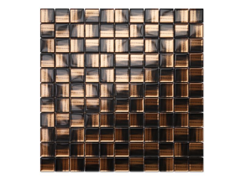 Mozaika szklana Ilcom copper nero czarna miedziana złota 30x30cm 1 szt.