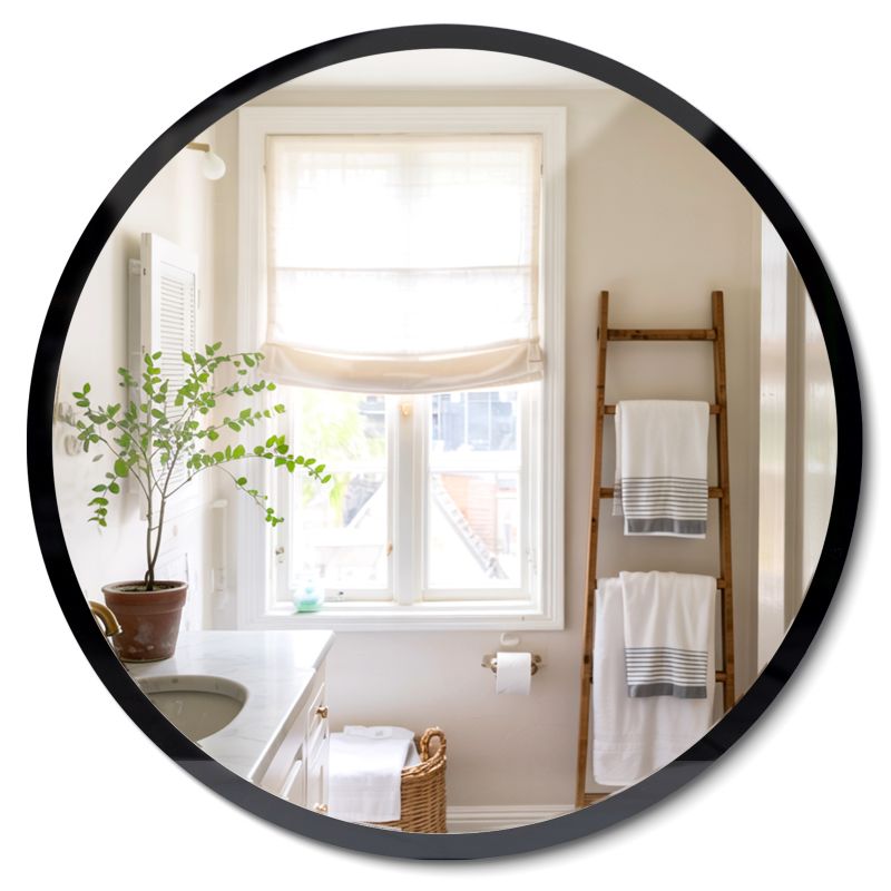 Lustro Okrągłe ArtPrintCave 100 cm Industrialne Łazienkowe z Efektem Szklanej Czarnej Obwódki 1 szt.