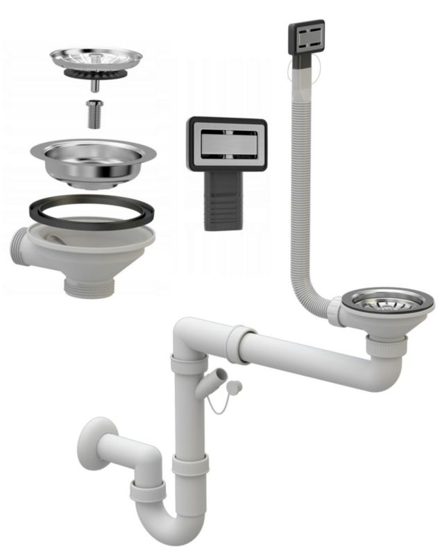 Syfon Prostokątny Manualny Jednokomorowy Chrom Granitowy 1 szt.