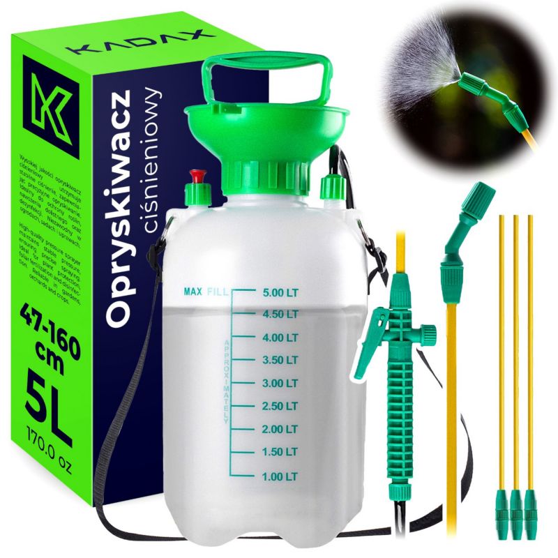 Opryskiwacz KADAX Ręczny Ciśnieniowy 5L Spryskiwacz Ogrodowy Do Roślin Lanca 160cm 1 szt.