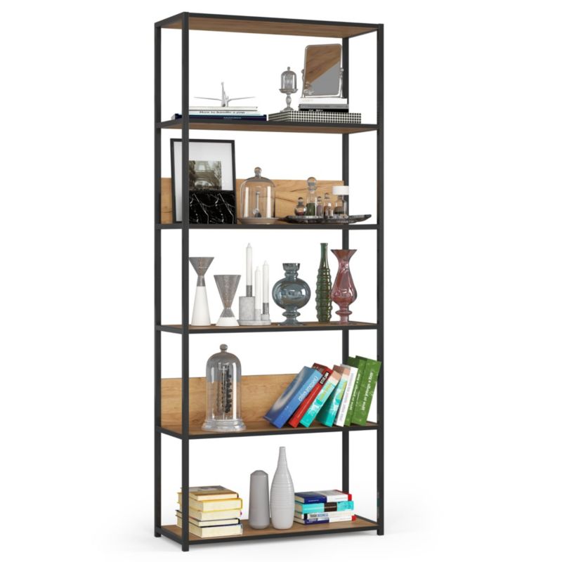 Regał industrialny AKORD metalowy Czarny Dąb Craft 80x32x192 cm 1 szt.