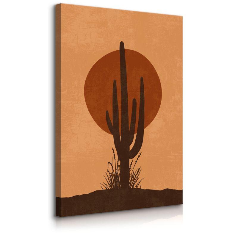 Obraz Muralo Do Sypialni Kaktus Zachód Słońca Abstrakcja Styl Boho 50x70 cm 1 szt.