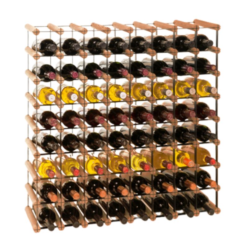 Stojak na wino MODO24 na butelki PET szafka wielki eko na 64 butelki czarny metal drewno brązowe 1 szt.