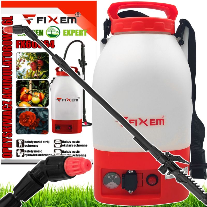 Opryskiwacz akumulatorowy Fixem elektryczny rozpylacz ciśnieniowy 6l lanca 117cm 1kpl