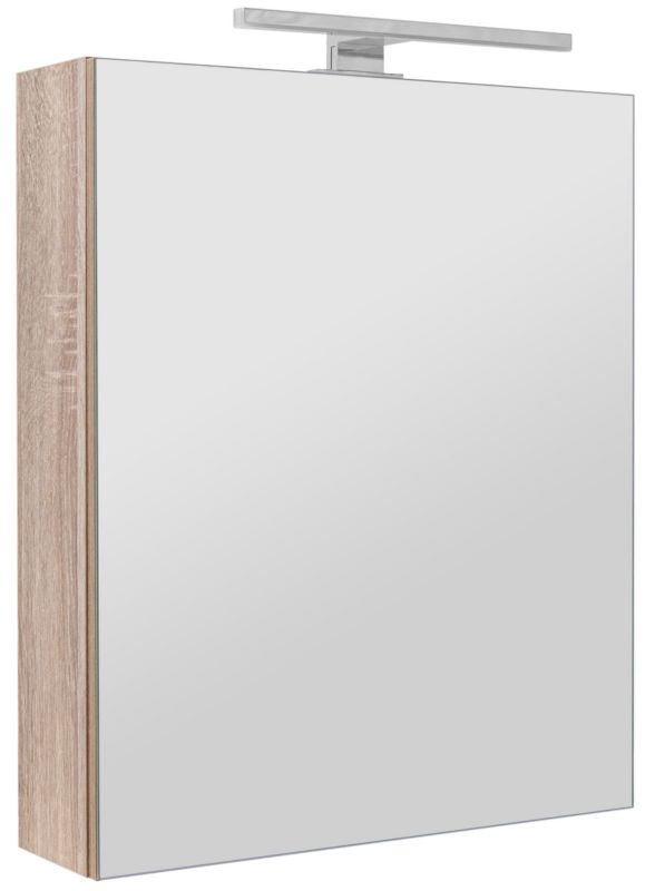 Szafka łazienkowa z lustrem MyFurni, 50 cm, dąb sonoma, oświetlenie LED, wisząca, lustrzana, 1 kpl.