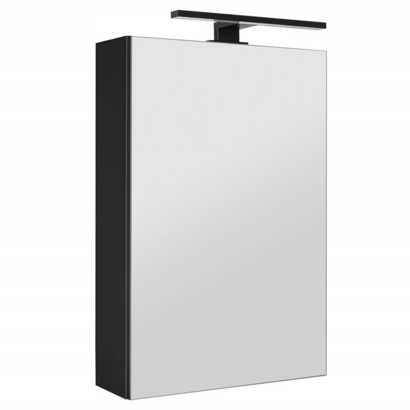 Szafka łazienkowa z lustrem MyFurni, 40 cm, czarna matowa, oświetlenie LED, wisząca, lustrzana, 1 kpl.