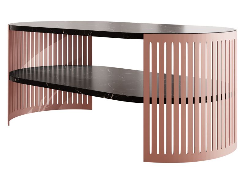 Stolik kawowy owalny MIRJAN 24 Fikoli I miedziany/black pietra grigia 1 szt.