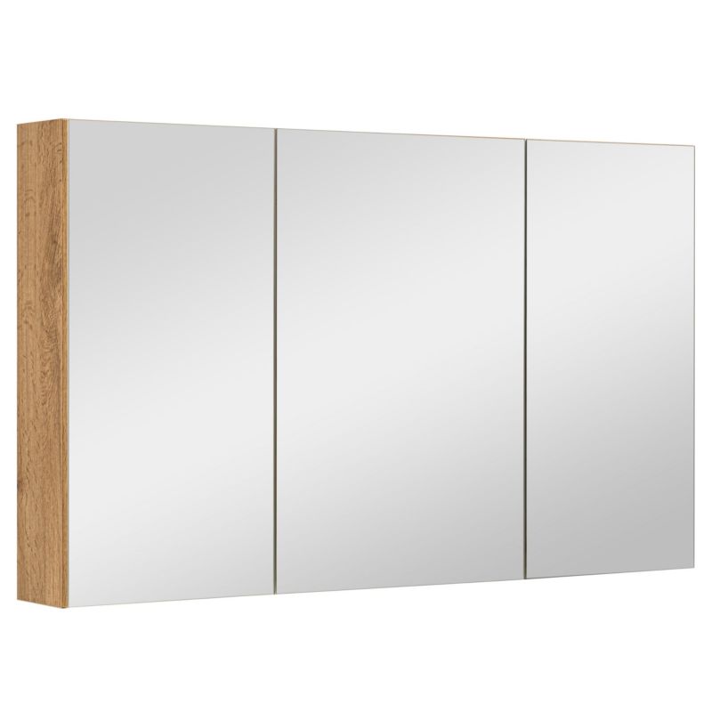 Szafka łazienkowa z lustrem MyFurni, 100 cm, dąb wotan, wisząca, lustrzana, 1 szt.