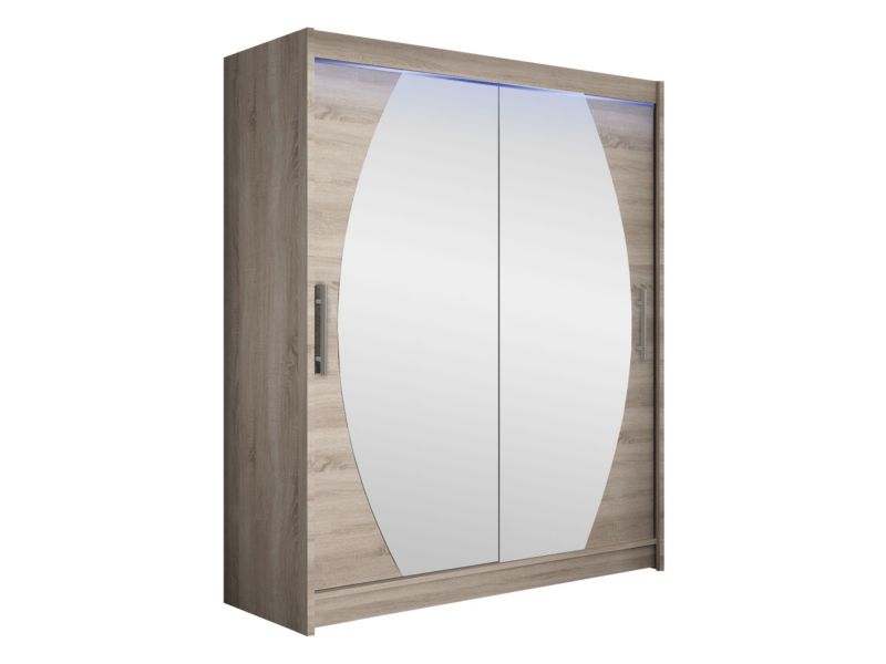 Szafa MIRJAN 24 z drzwiami przesuwnymi Presto VIII z oświetleniem RGB trufel/lustro 1 szt.