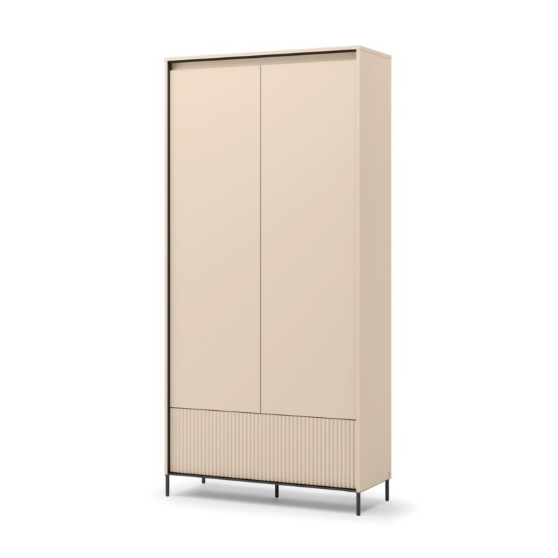 Szafa dwudrzwiowa Bettso Trend uchylna z szufladą i oświetleniem LED na czarnych nogach beżowy 1szt.