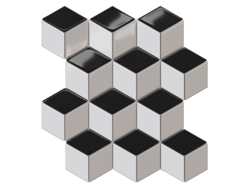 Mozaika ceramiczna Ilcom Diamond Romb Cube grey szara 29,5 x 25,5 cm 1 szt.