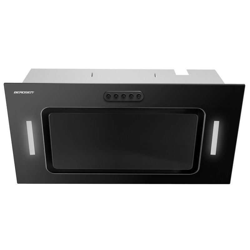 Okap kuchenny do zabudowy 52cm Berdsen podszafkowy LED + szkło czarny 1szt.