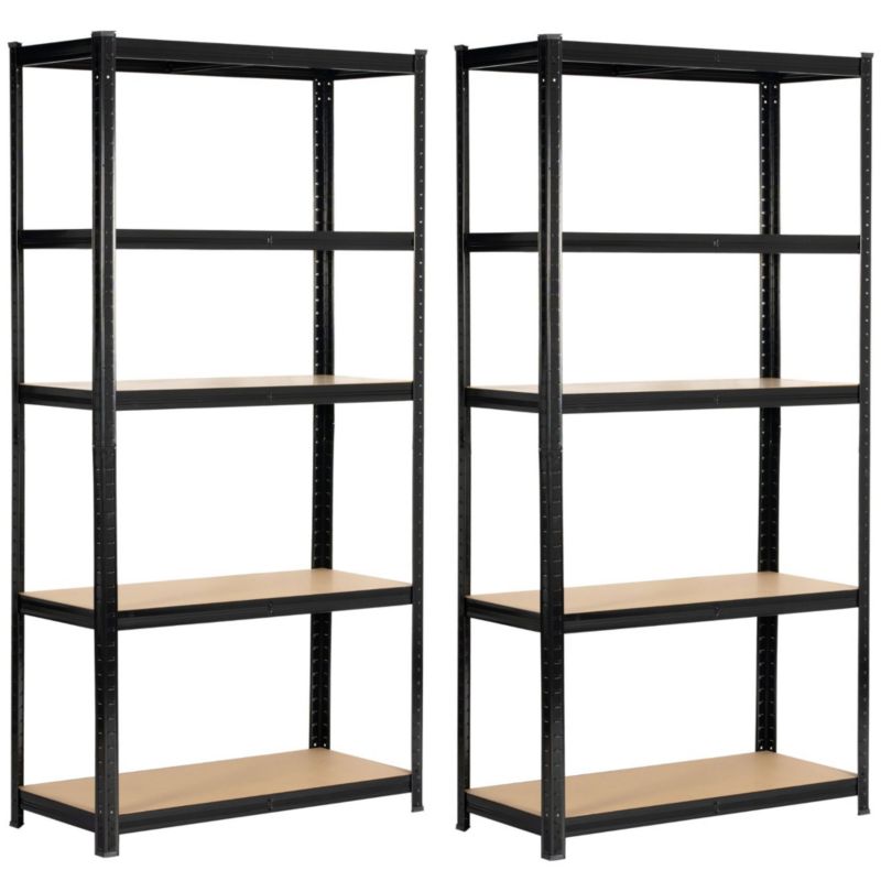 Zestaw 2x Regał metalowy Akord stalowy czarny 5 półek nośność 875kg 90x40x180 cm 2 szt.