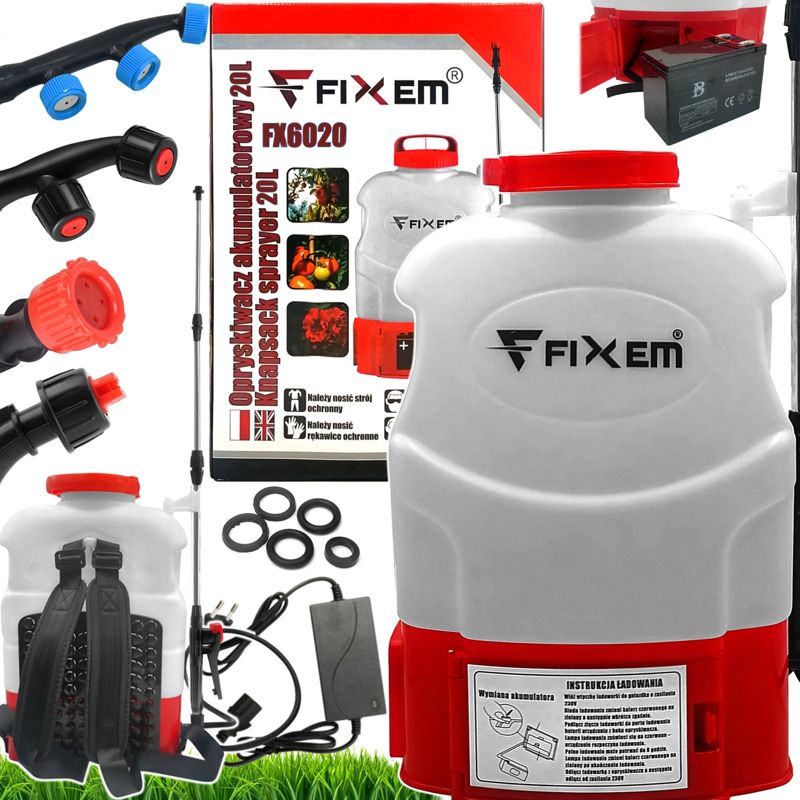 Opryskiwacz ogrodniczy Fixem 20l elektryczny akumulatorowy rozpylacz plecakowy 1klp