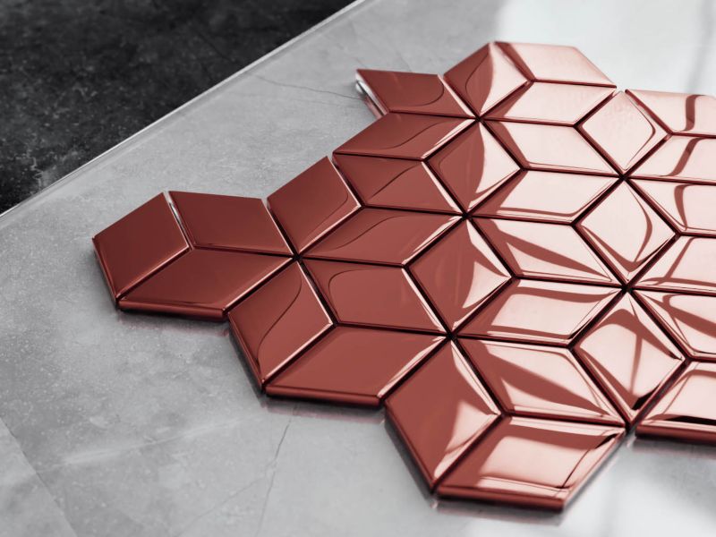 Mozaika szklana Ilcom romb diamond copper rose metallic 26.5 x 30.5 cm 1 szt.