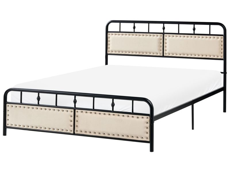 Łóżko Metal Breuillet 140 x 200 cm Czarny 1 szt.