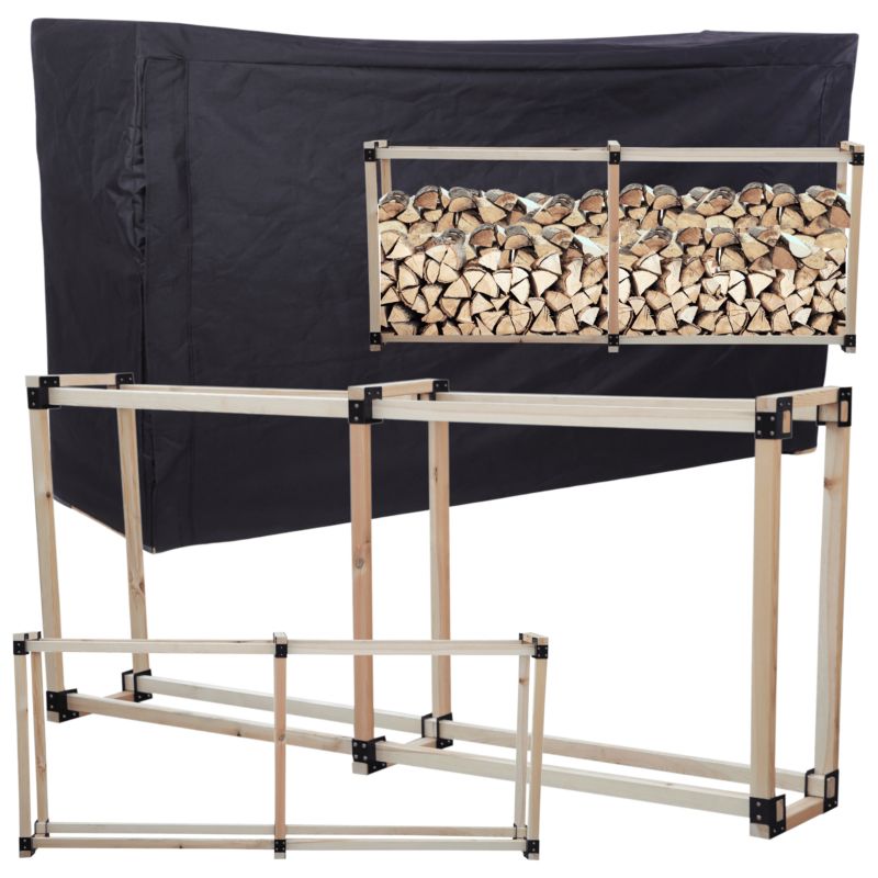 Stojak na drewno kominkowe MODO24 wiata z pokrowcem drewutnia 1,1 m3 1 szt.