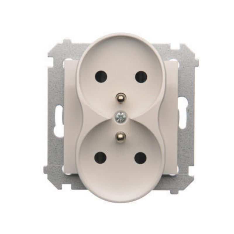 Gniazdo Podwójne 2X Simon 54 Białe z Uziemieniem i Przesłonami 1 szt.